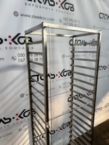 Стелаж кондитерський шпилька, 14 рівнів для дек GN 1/1 з колесами